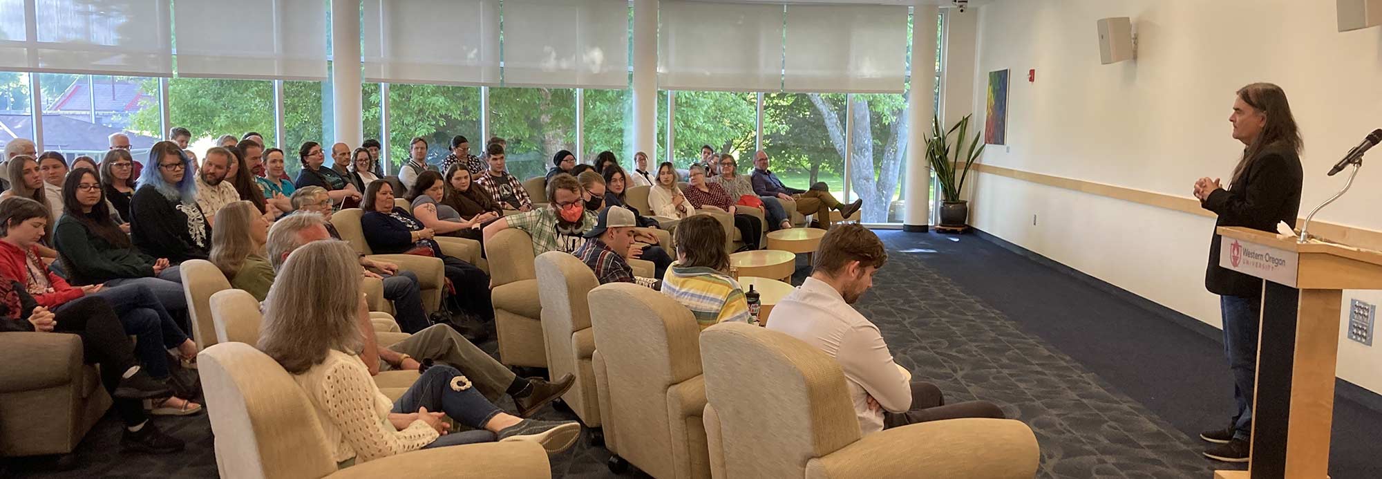 Gordon reads in WOU's Willamette Room, March 30, 2023